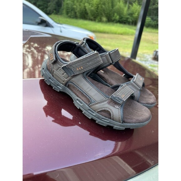 Skechers Brown Men's Sz 9 Relaxed Fit Memory Foam Sandals Adjustable SN 64487 - Picture 5 of 9